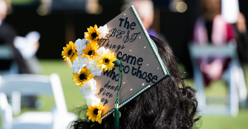 Decorated cap with the words 